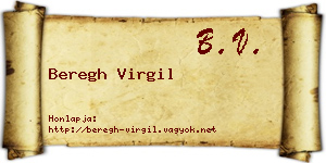Beregh Virgil névjegykártya